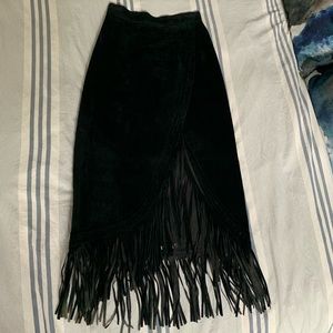 Vintage Fringed Suede Skirt